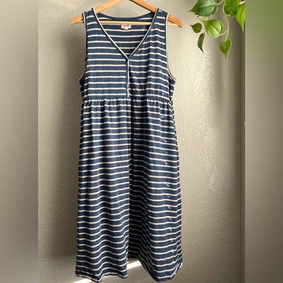 Pact Navy and Gray Striped Midi Dress - Picture 1 of 5
